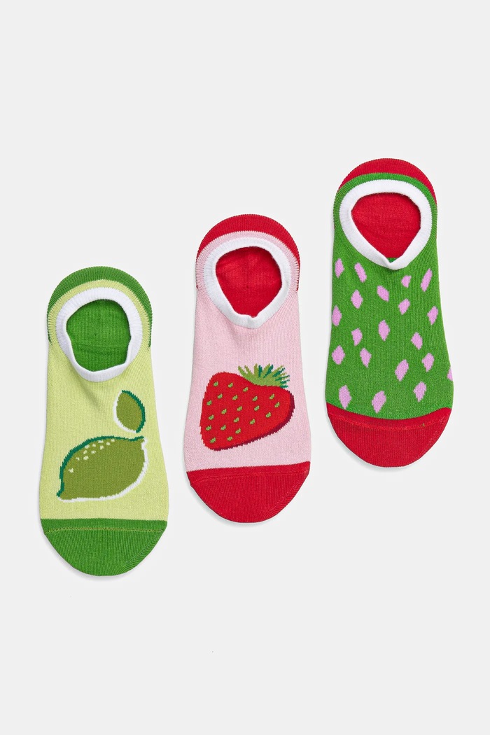 Skarpetki bawełniane damskie w owoce (3-pack) kolor multicolor skarpetki krótkie multicolor RS25-LGD509