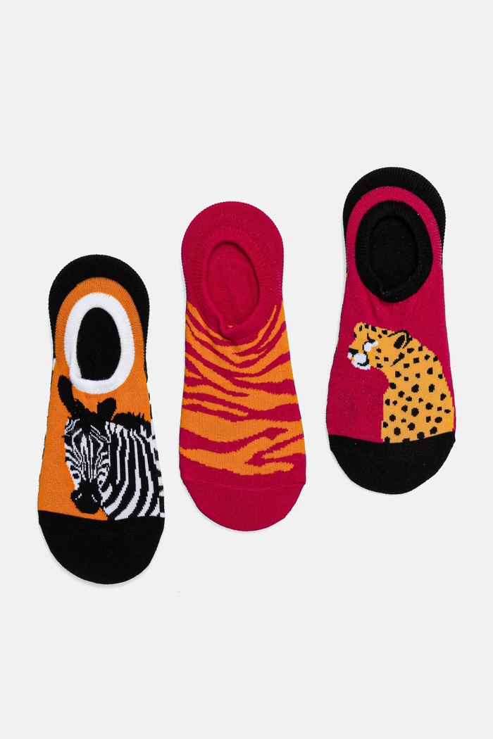 Skarpetki (3-pack) bawełniane damskie z motywem zwierzęcym kolor multicolor RS25-LGD602 multicolor RS25
