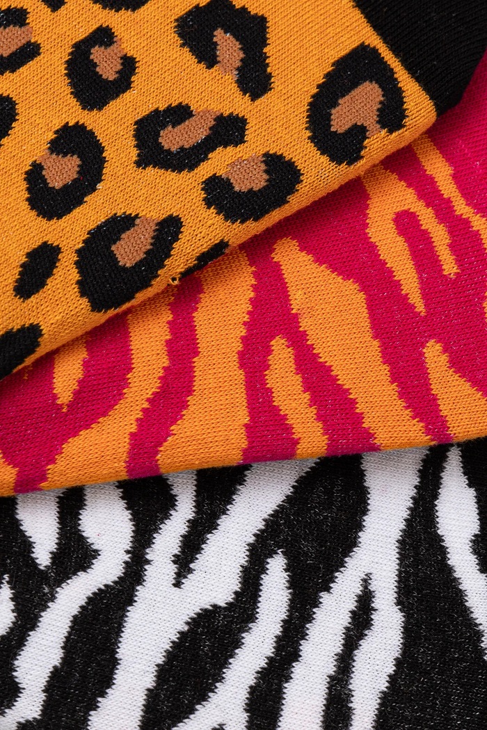 Odzież Skarpetki (3-pack) bawełniane damskie z motywem zwierzęcym kolor multicolor RS25-LGD602 multicolor