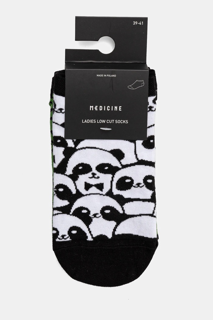 Odzież Skarpetki bawełniane damskie w pandy (2-pack) kolor multicolor RS25.LGD621 multicolor