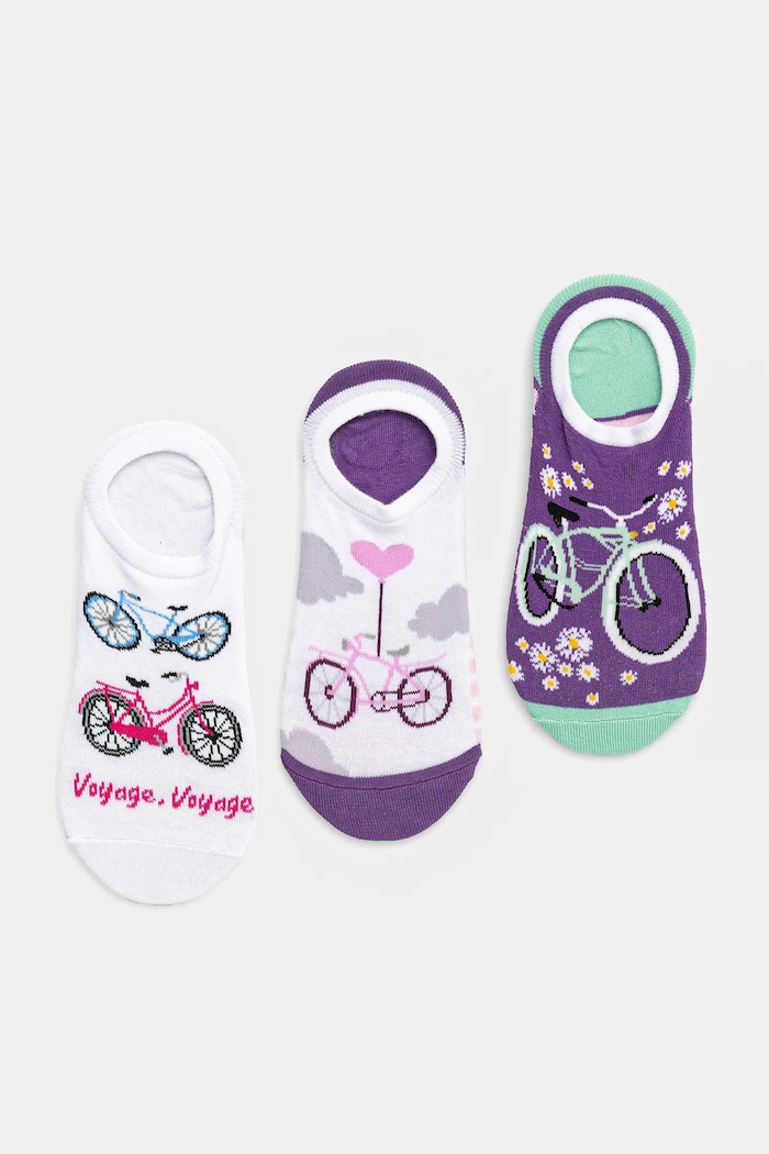 Skarpetki bawełniane damskie w rowery (3-pack) kolor multicolor skarpetki krótkie multicolor RS25.LGD709