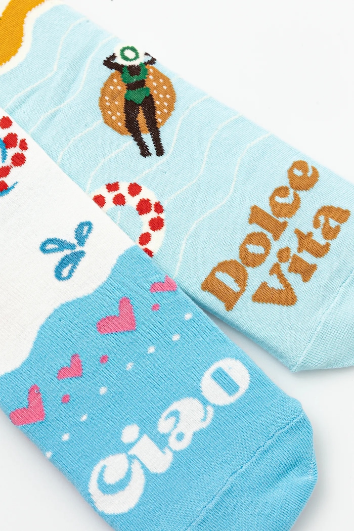 Skarpetki bawełniane damskie wzorzyste (2-pack) kolor multicolor RS25.LGD802 multicolor RS25