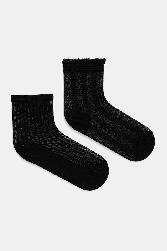 Ponožky dámské z žakáru (2-pack) černá barva dlouhé ponožky černá RS25-LGDA04