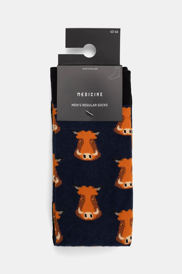 Skarpetki (2-pack) bawełniane męskie z motywem zwierzęcym kolor multicolor RS25-LGM106 multicolor