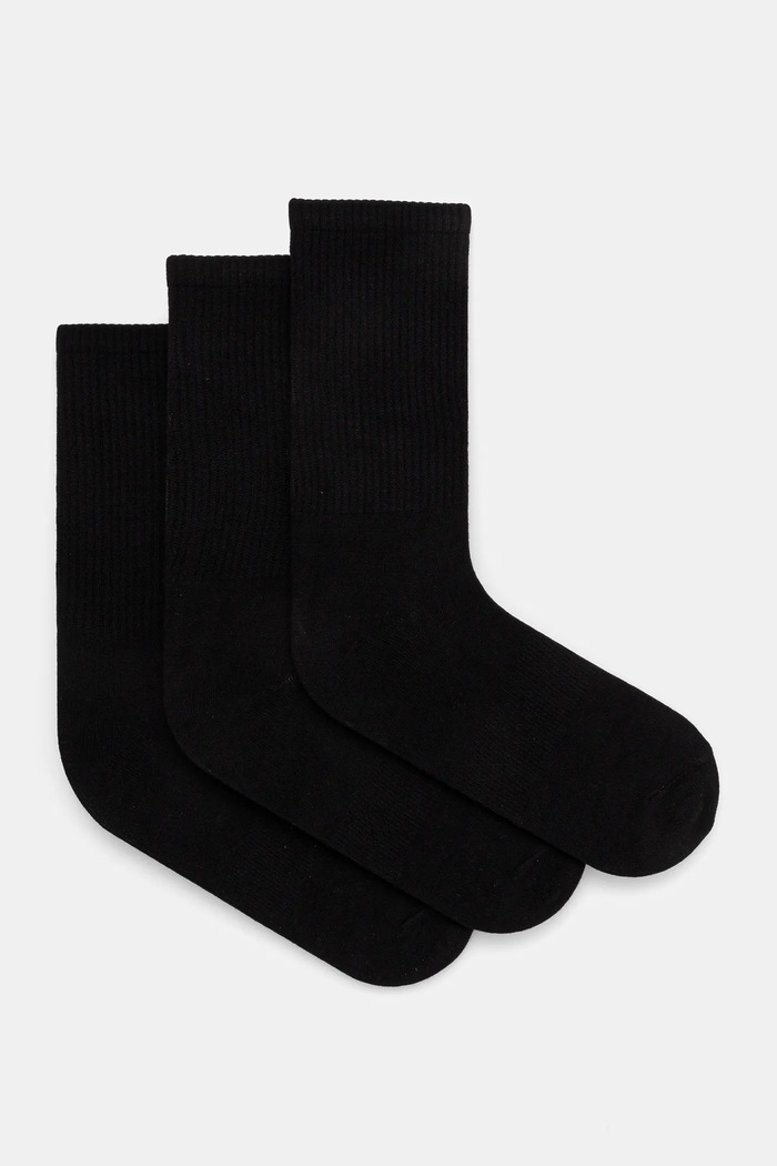 Skarpetki męskie z włóknem bambusowym prążkowane (3-pack) kolor czarny skarpetki długie czarny RS25.LGM304