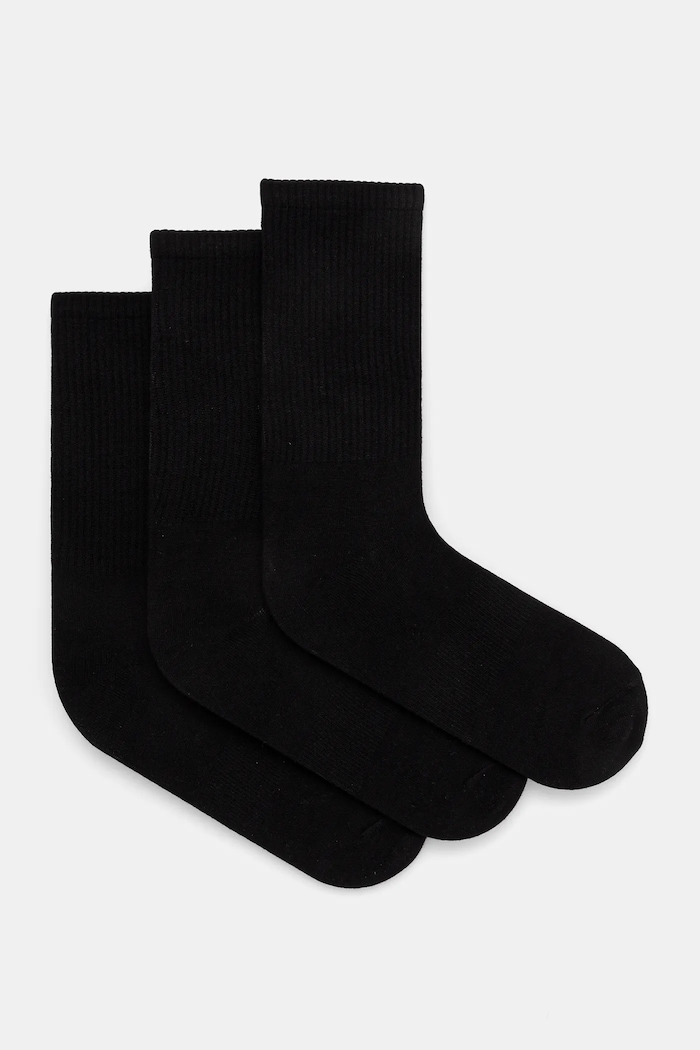 Skarpetki męskie z włóknem bambusowym prążkowane (3-pack) kolor czarny skarpetki długie czarny RS25.LGM304