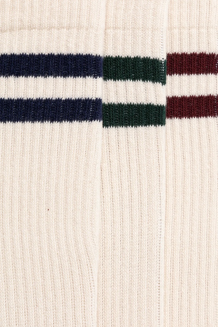 Odzież Skarpetki bawełniane męskie z paskami (3-pack) kolor beżowy RS25-LGM411 beżowy
