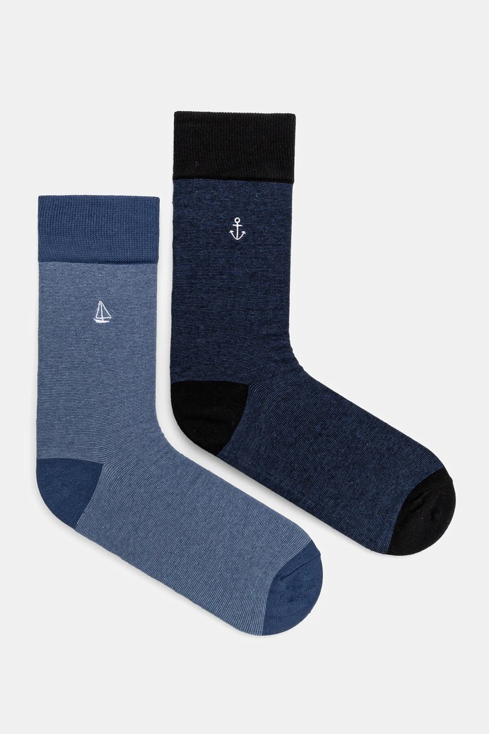 Skarpetki bawełniane męskie z ozdobnym haftem (2-pack) kolor multicolor skarpetki długie multicolor RS25.LGM416
