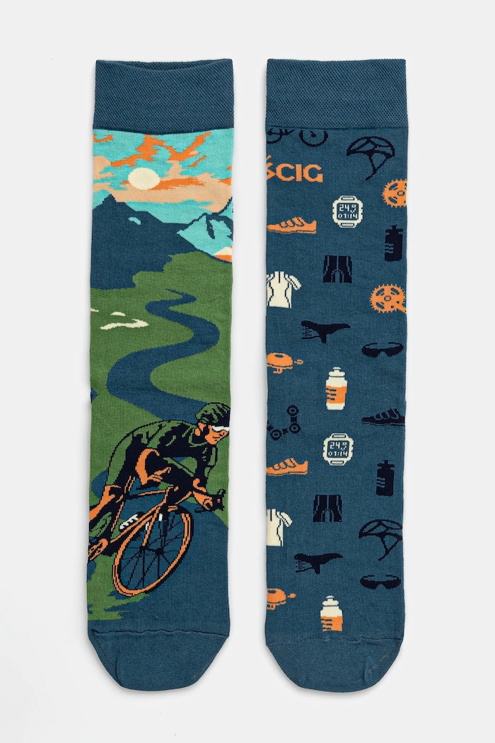 Skarpetki bawełniane męskie z motywem rowerowym (2-pack) kolor multicolor skarpetki długie multicolor RS25.LGM701