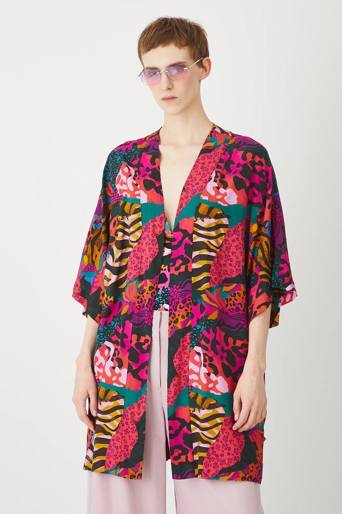 Kimono dámské se vzorem více barev RS25-NKDC00 vícebarevná RS25