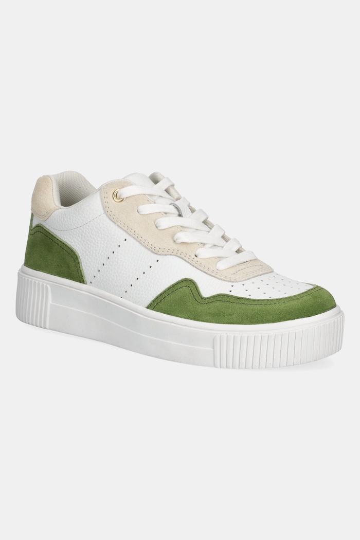 Sneakersy skórzane damskie z zamszowymi wstawkami kolor biały RS25-OBD303 biały RS25