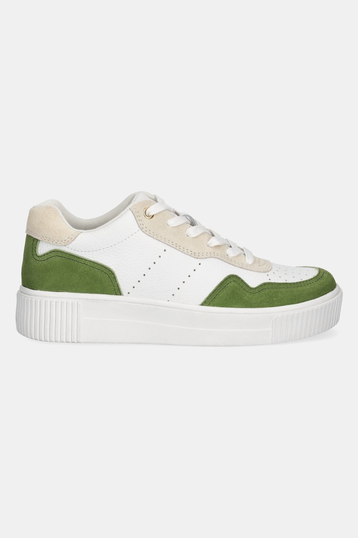 Obuwie Sneakersy skórzane damskie z zamszowymi wstawkami kolor biały RS25-OBD303 biały