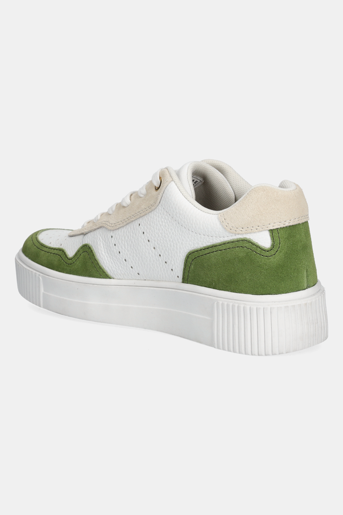 Sneakersy skórzane damskie z zamszowymi wstawkami kolor biały biały RS25-OBD303