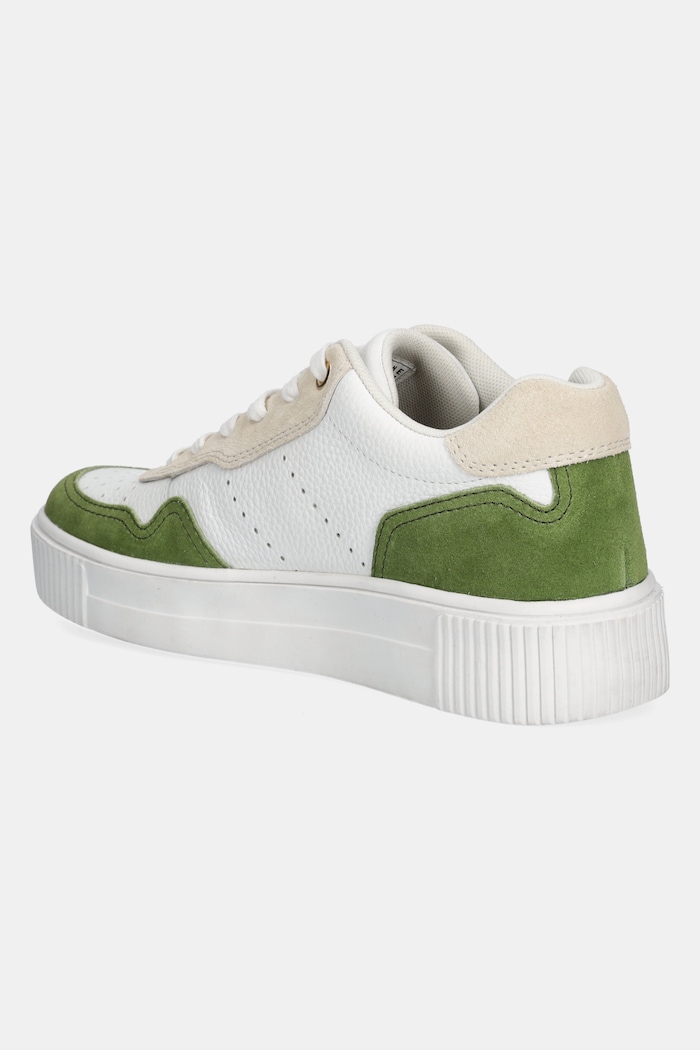 Sneakersy skórzane damskie z zamszowymi wstawkami kolor biały biały RS25-OBD303