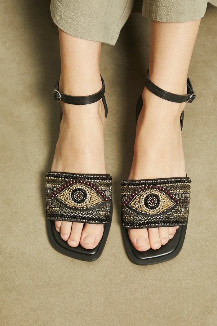 Sandále dámske s ozdobnou aplikáciou čierna farba RS25-OBD705