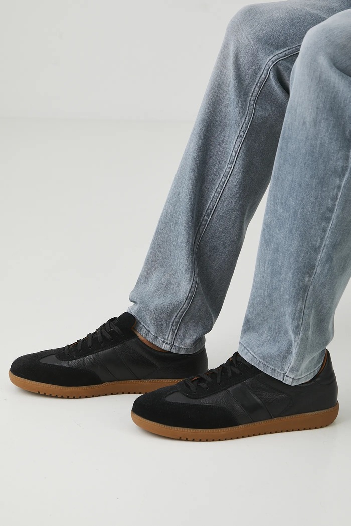 Medicine sneakers din piele mic de statură negru RS25-OBM303