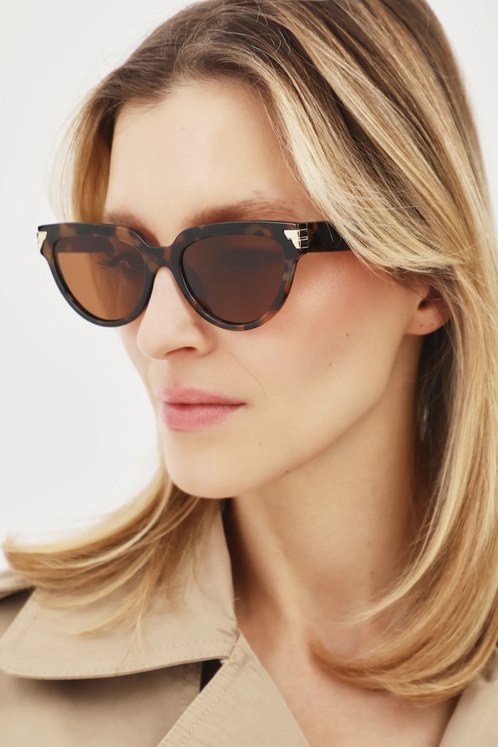 Okulary przeciwsłoneczne damskie z polaryzacją kolor brązowy kocie oczy brązowy RS25-OKD500