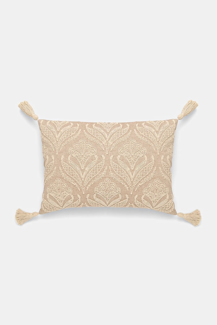 Dekorativní povlak na polštář s aplikací 35 x 50 cm béžová barva RS25-PSU505 béžová RS25