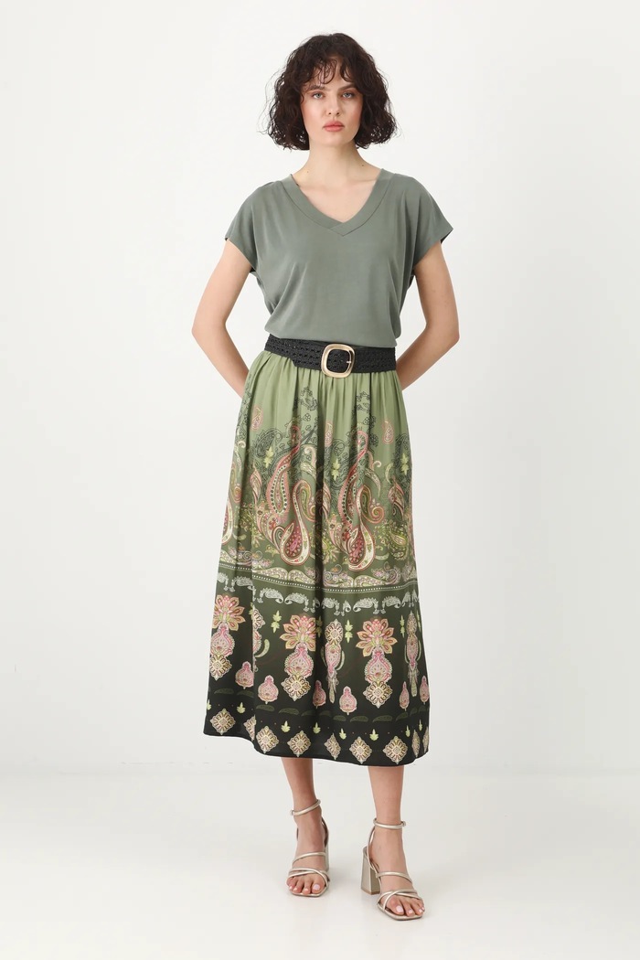 Spódnica damska maxi z wiskozy wzorzysta kolor multicolor RS25-SDD500 multicolor RS25