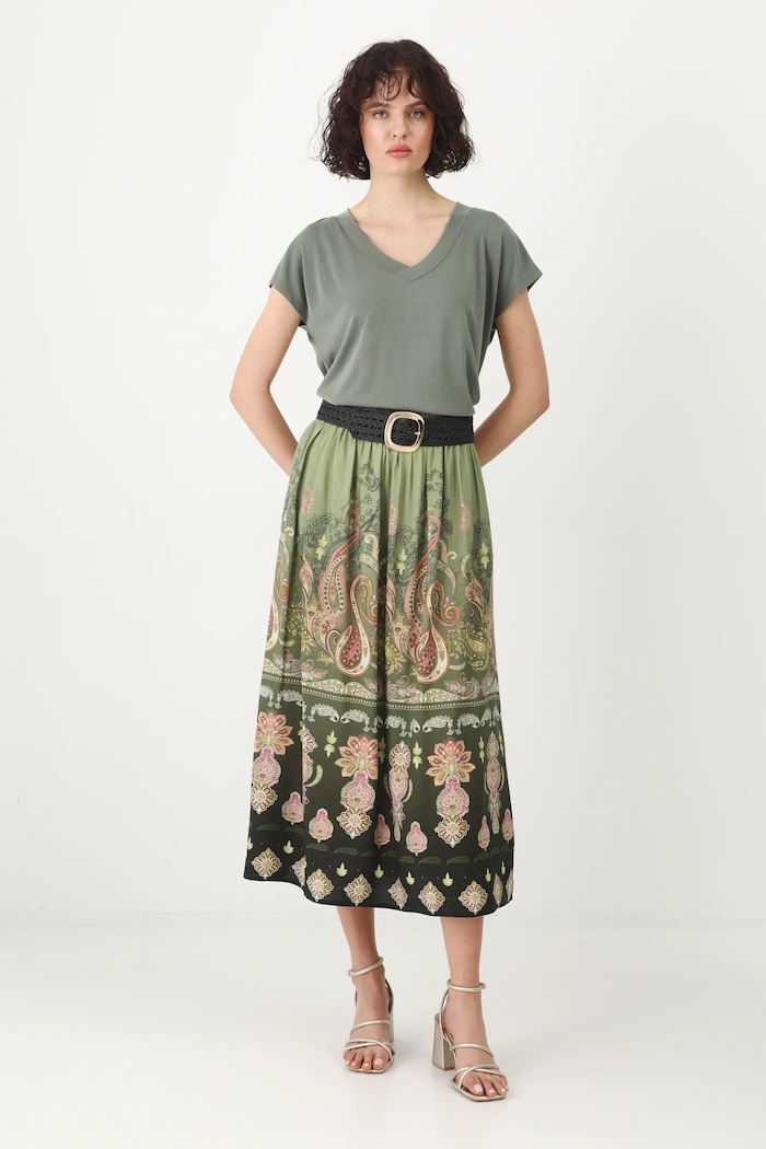 Spódnica damska maxi z wiskozy wzorzysta kolor multicolor RS25-SDD500 multicolor RS25