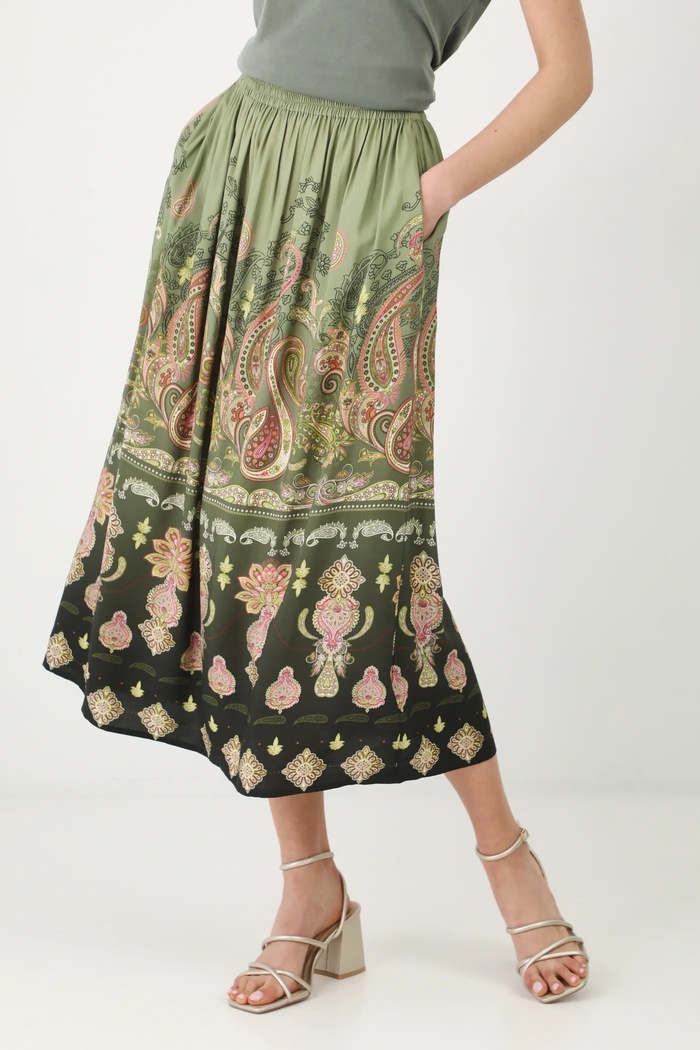 Spódnica damska maxi z wiskozy wzorzysta kolor multicolor RS25-SDD500 multicolor