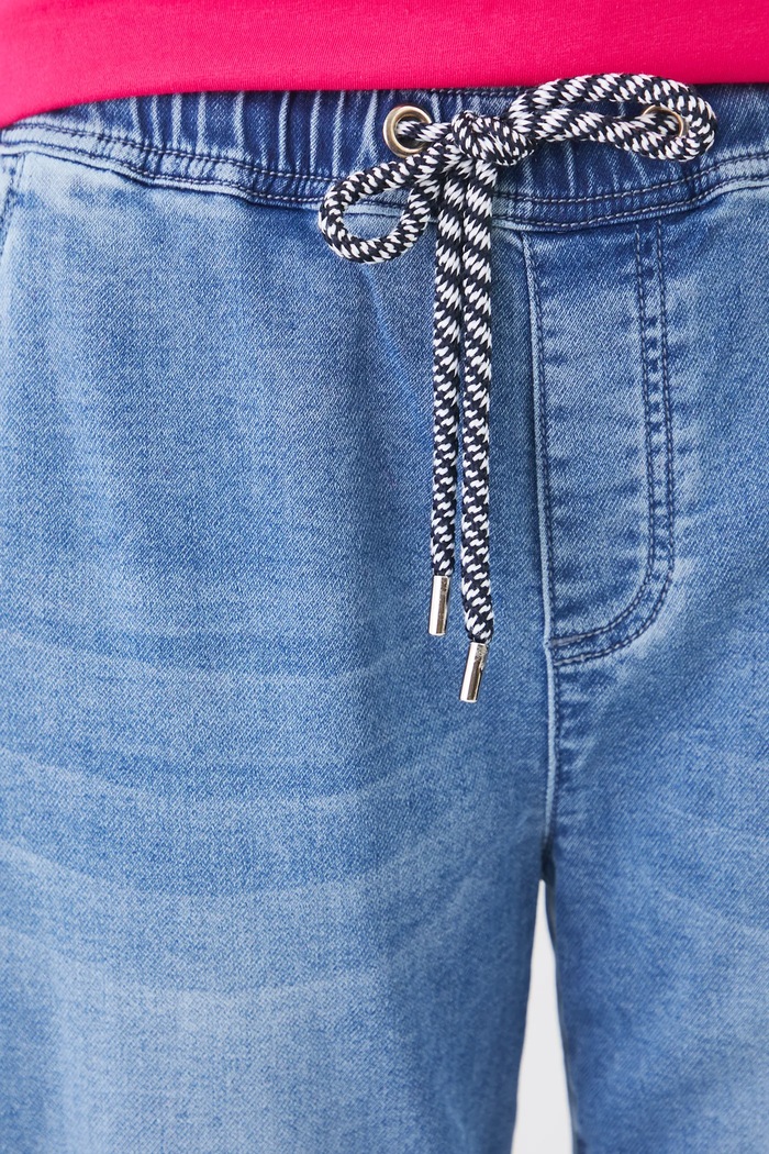 Jeansy damskie jogger z efektem sprania kolor granatowy RS25.SJD411 granatowy