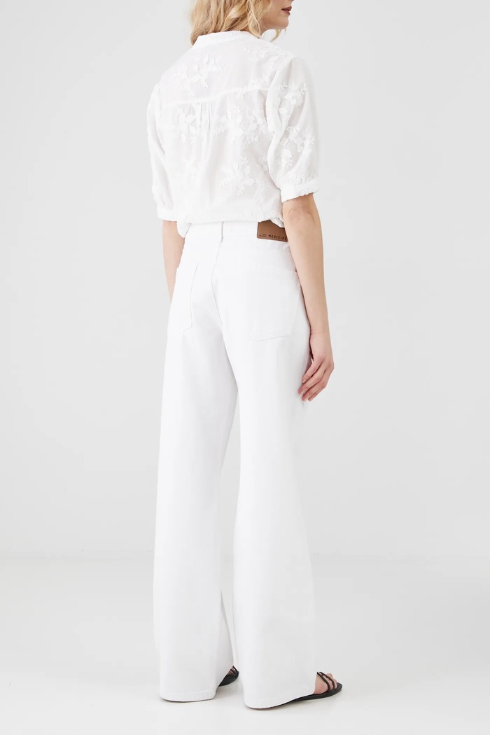 Odzież Jeansy bawełniane damskie wide leg kolor biały RS25-SJD603 biały