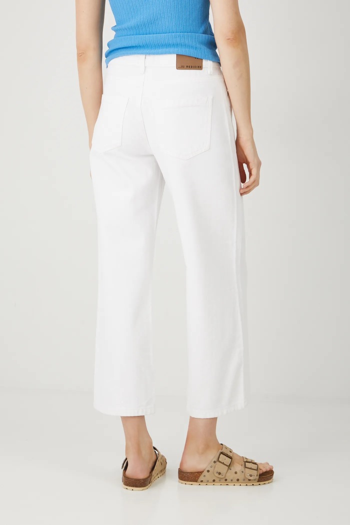 Oblečenie Bavlnené rifle hladké wide leg biela farba RS25-SJD715 biela
