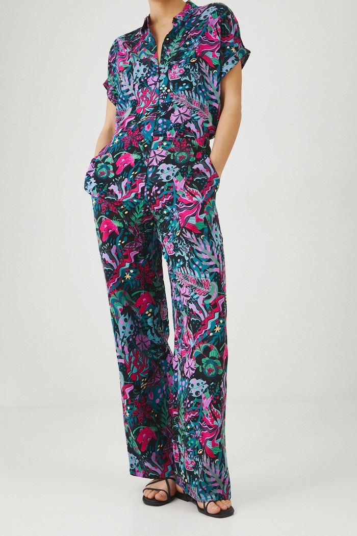 Nohavice dámske wide leg z viskózy viac farieb medium viacfarebná RS25.SPD072