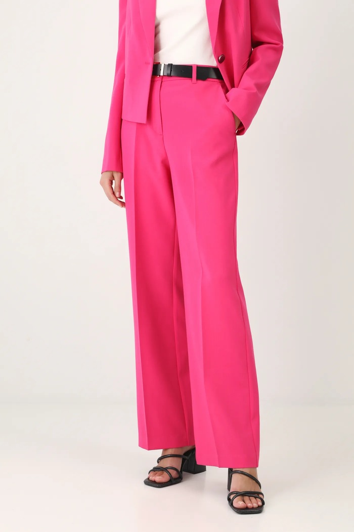 Kalhoty dámské wide leg, hladký povrch růžová barva RS25-SPD501 růžová RS25