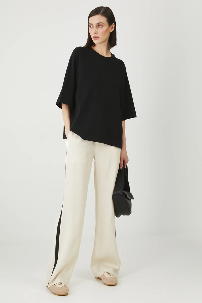 Spodnie damskie wide leg z lyocellu kolor beżowy RS25-SPD603 beżowy RS25