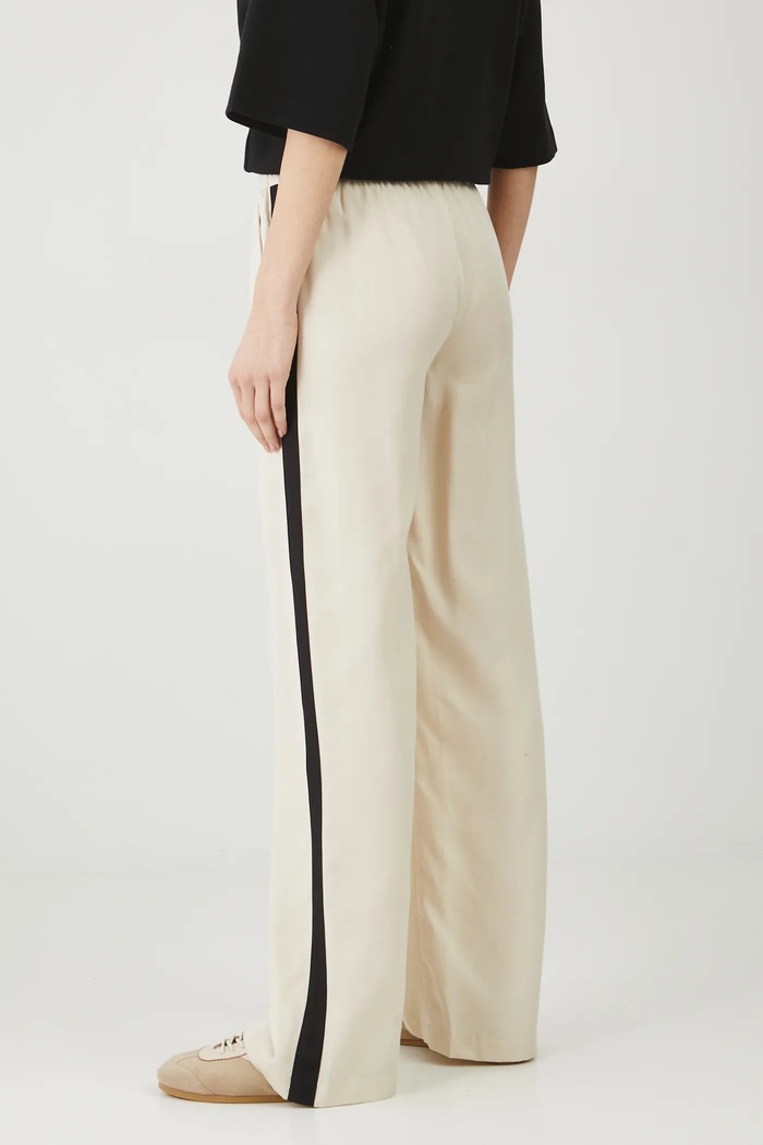 Odzież Spodnie damskie wide leg z lyocellu kolor beżowy RS25-SPD603 beżowy