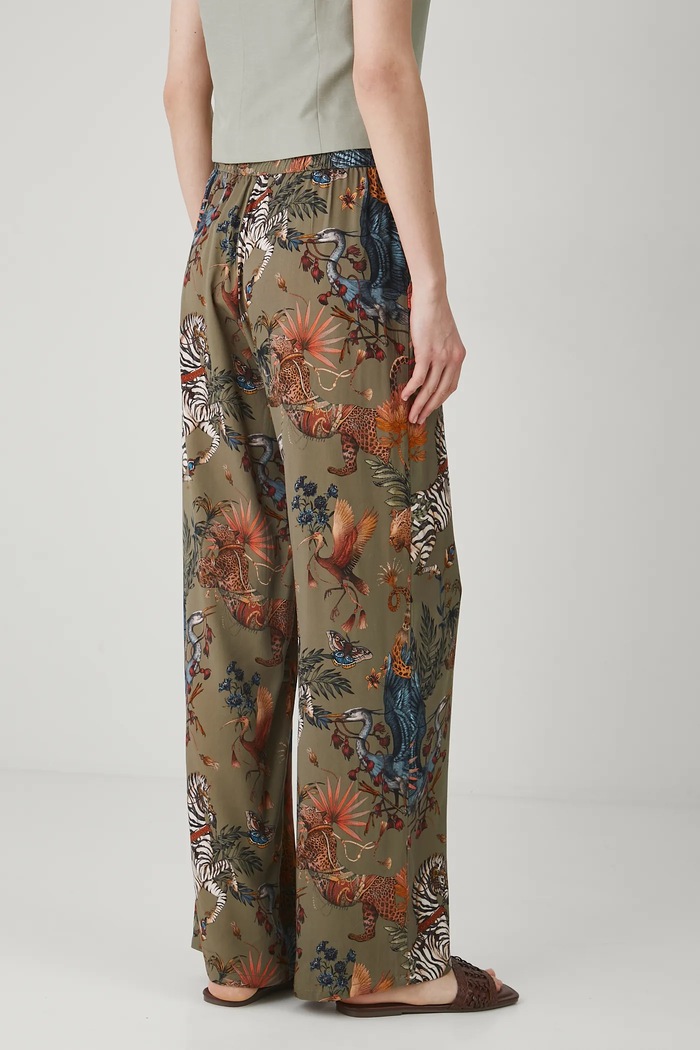 Odzież Spodnie damskie wide leg z wiskozy kolor zielony RS25-SPD803 zielony