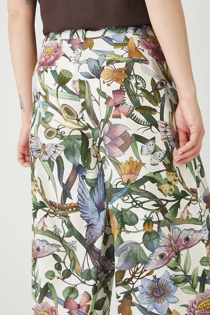 Lněné kalhoty dámské culottes, jednobarevné béžová barva RS25-SPD903 béžová