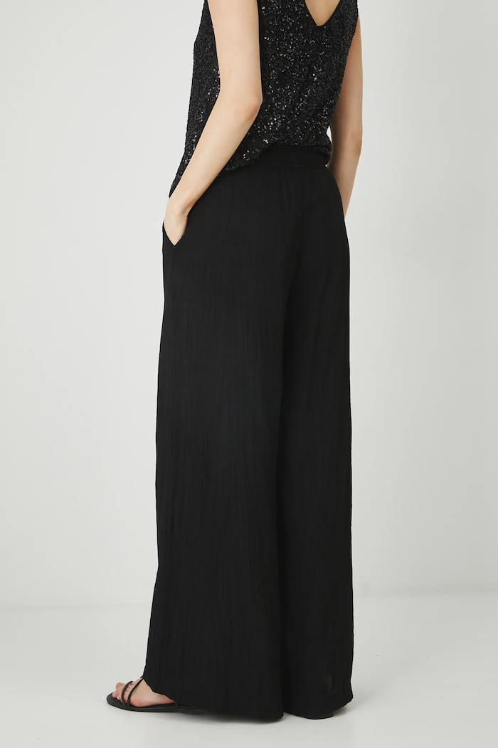 Spodnie damskie wide leg z wiskozą kolor czarny RS25-SPD908 czarny RS25