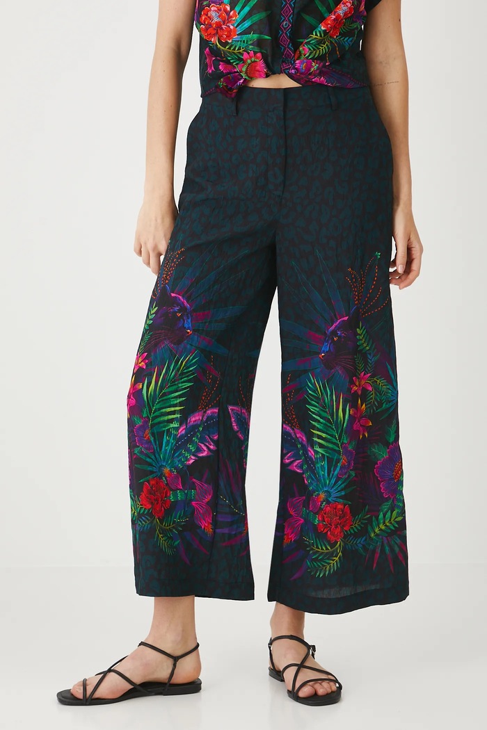 Nohavice culottes vzorované viac farieb viacfarebná RS25-SPDA01