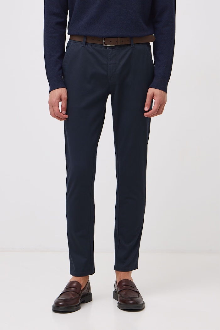 Spodnie chinos męskie bawełniane z elastanem RS25-SPM010 granatowy RS25