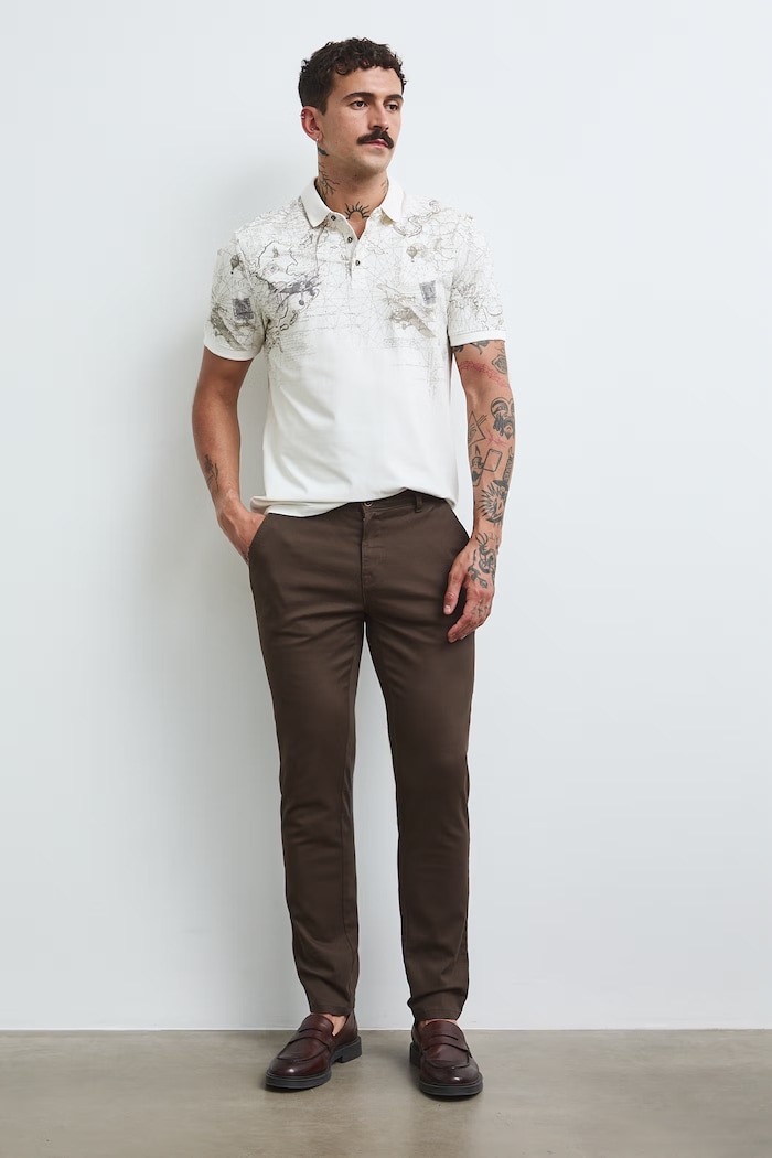 Medicine pantaloni chinos pentru bărbați din bumbac cu elastan maro RS25-SPM010