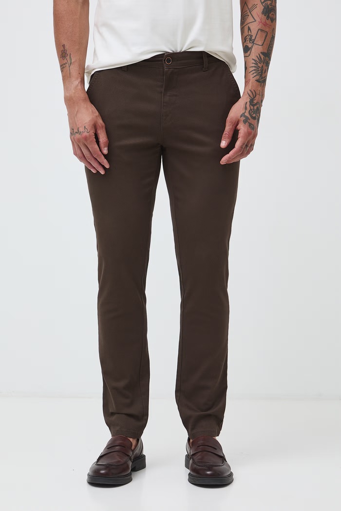Medicine pantaloni chinos pentru bărbați din bumbac cu elastan RS25-SPM010 maro RS25