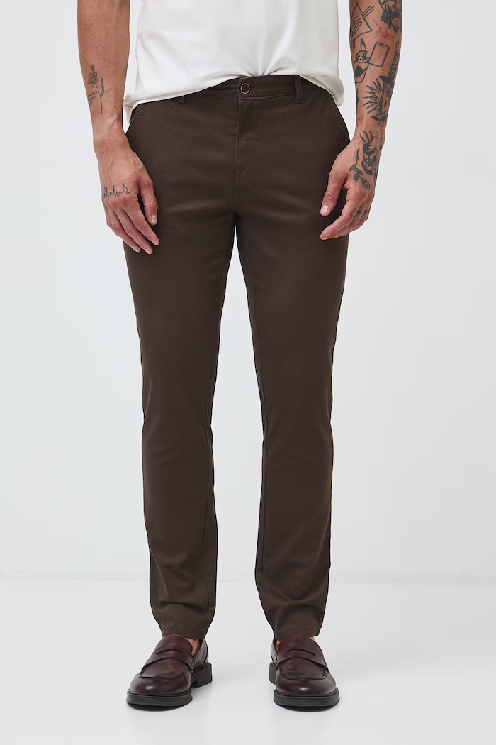 Medicine pantaloni chinos pentru bărbați din bumbac cu elastan RS25-SPM010 maro RS25