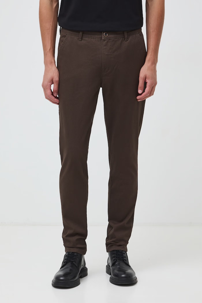 Chino kalhoty pánské bavlněné s elastanem RS25-SPM010 hnědá RS25