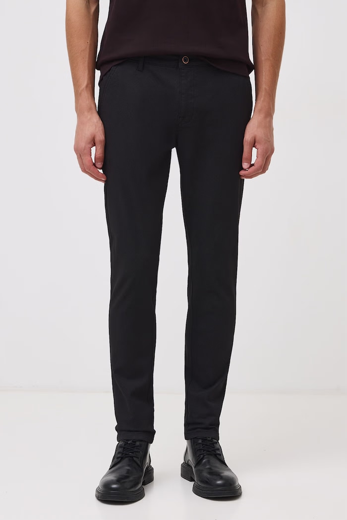 Spodnie chinos męskie bawełniane z elastanem RS25-SPM010 czarny RS25