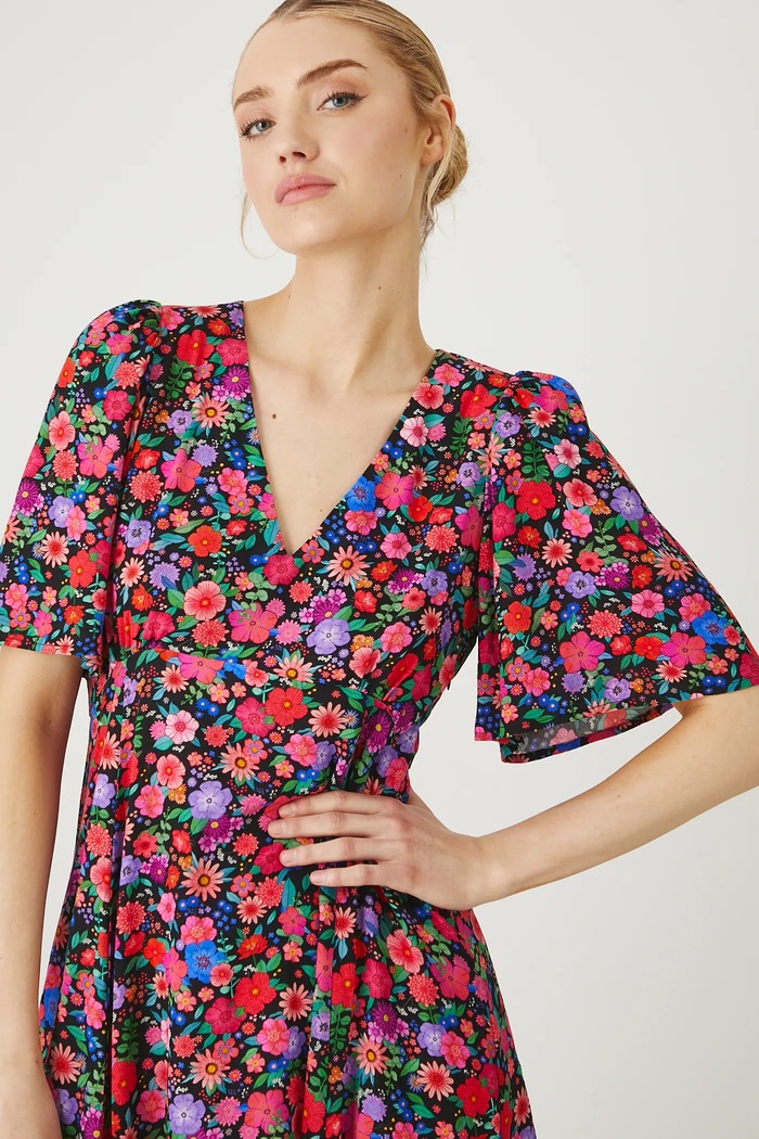 Odzież Sukienka damska mini w kwiaty kolor multicolor RS25-SUD094 multicolor