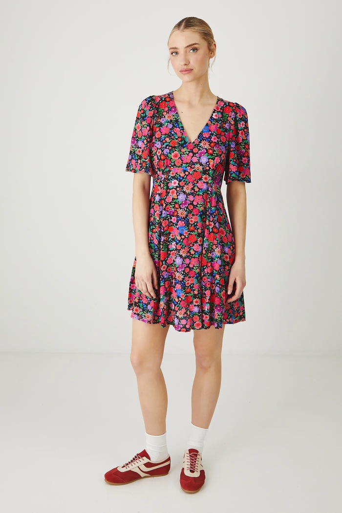 Sukienka damska mini w kwiaty kolor multicolor multicolor RS25-SUD094