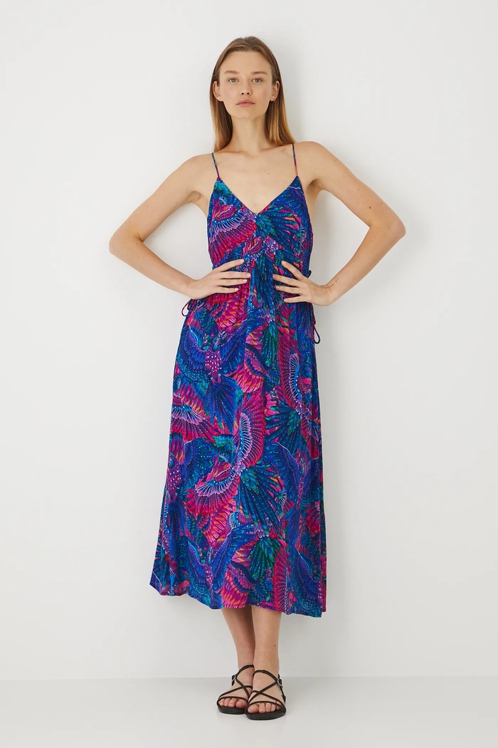 Sukienka damska midi z wiskozy kolor multicolor midi multicolor RS25-SUDA08