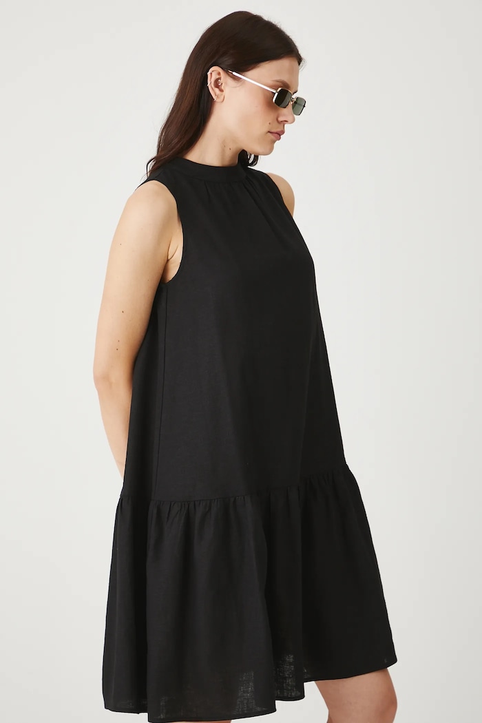 Medicine rochie din in RS25-SUDB00 negru RS25