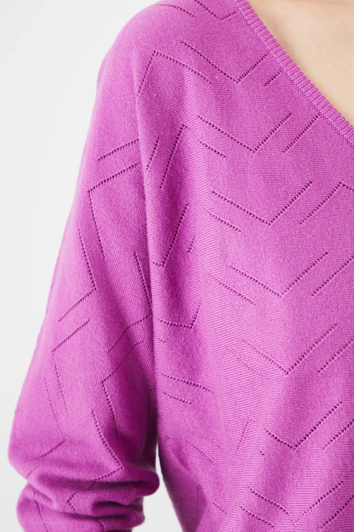 Sweter damski ażurowy z wiskozą kolor fioletowy RS25-SWD040 fioletowy