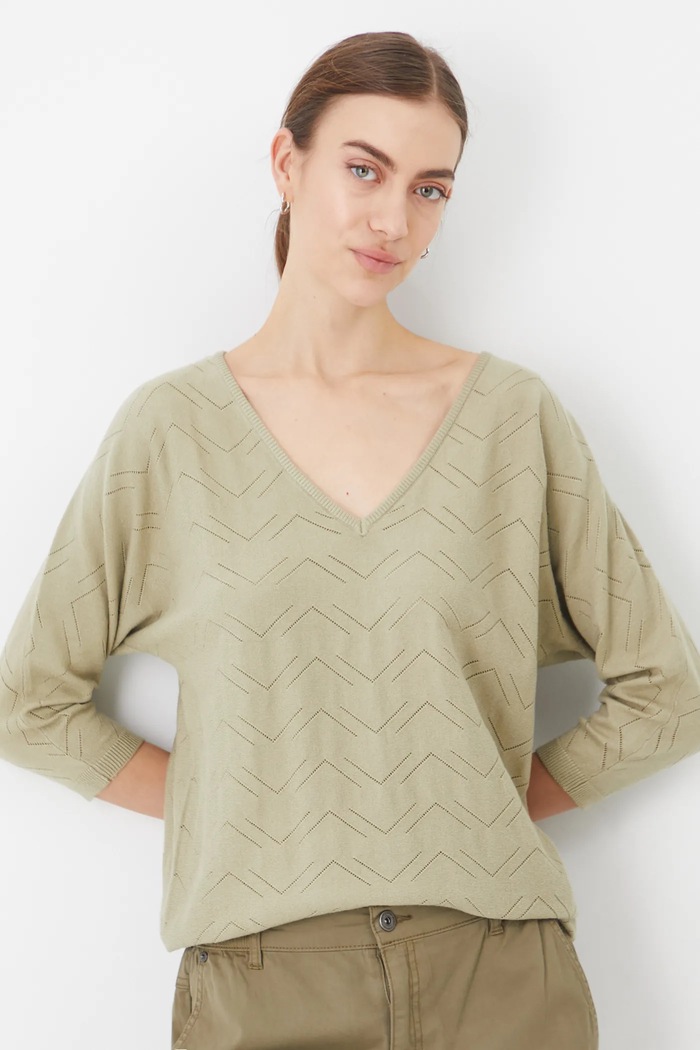 Sweter damski ażurowy z wiskozą kolor zielony pozostałe zielony RS25-SWD040