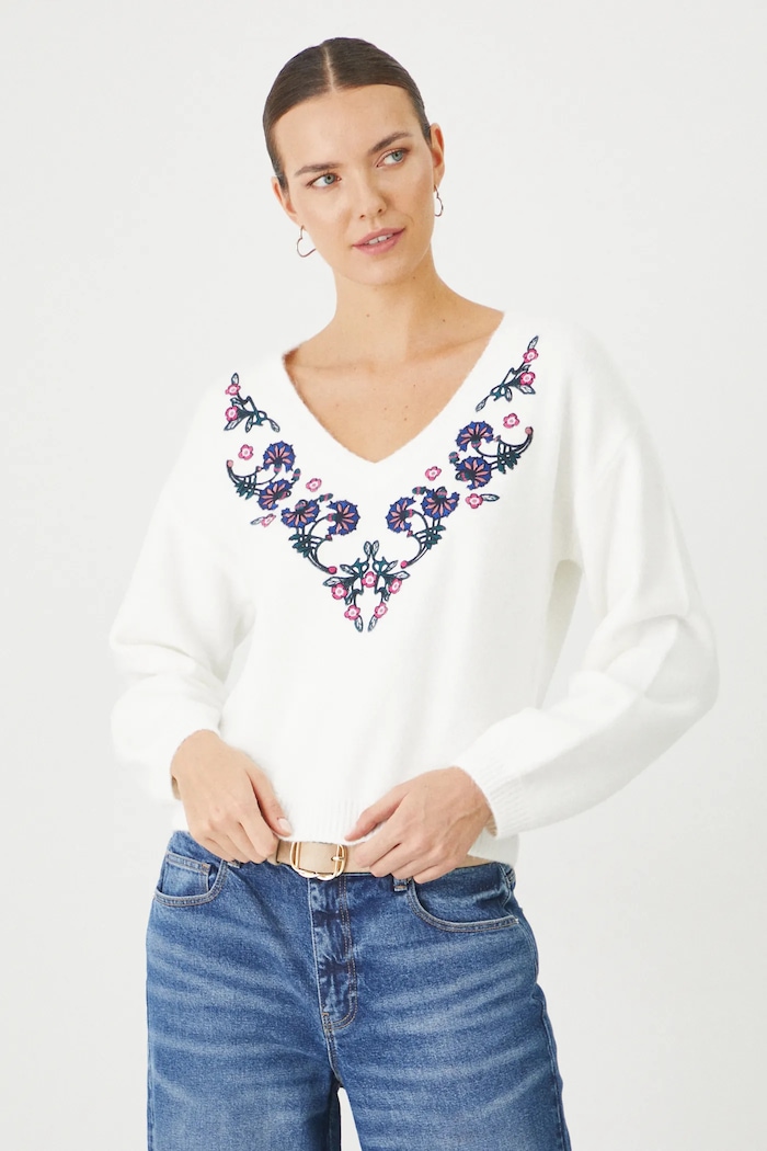 Sweter damski z kolekcji Eviva L'arte kolor beżowy beżowy RS25.SWD204