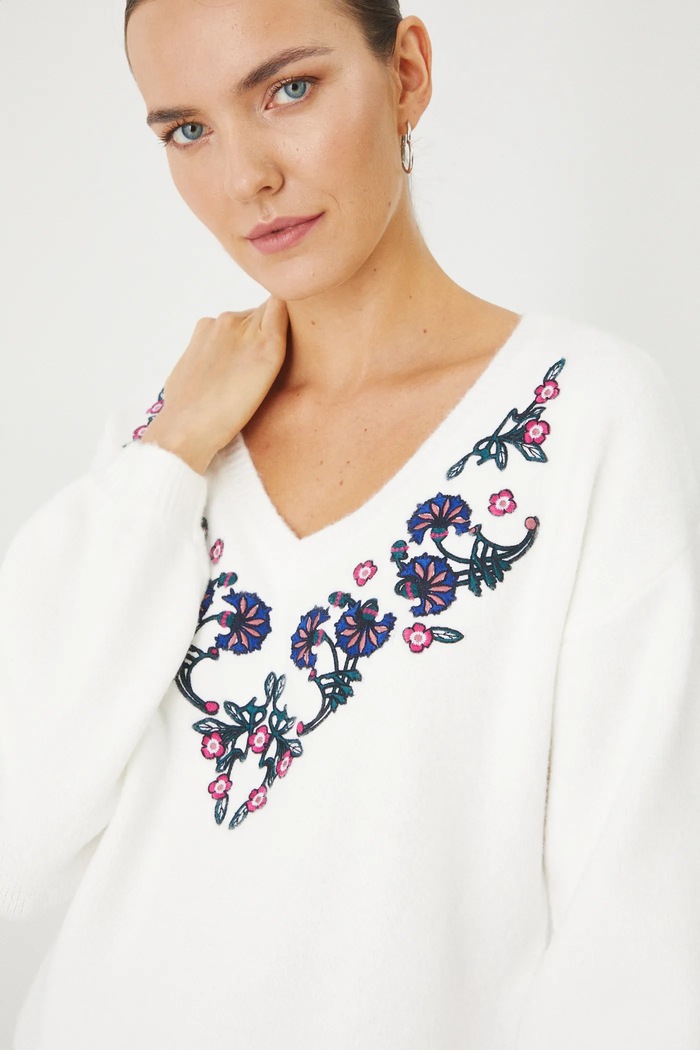 Sweter damski z kolekcji Eviva L'arte kolor beżowy RS25.SWD204 beżowy